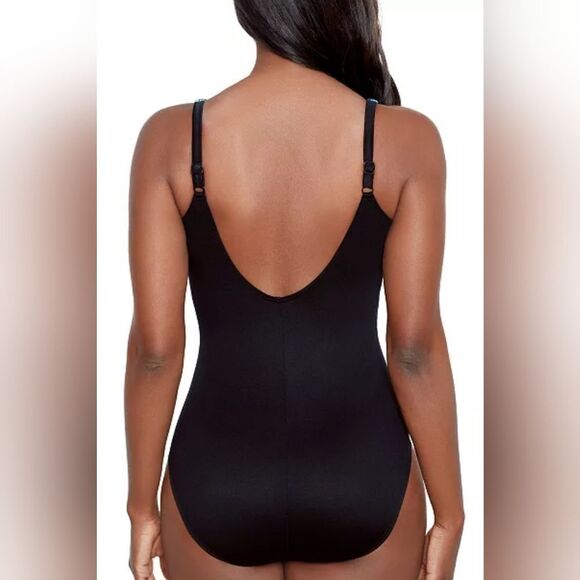 Miraclesuit Sophisticat Oceanus One-Piece Swimsuit NWOT Sz 10 Blue/Black - Picture 2 of 5